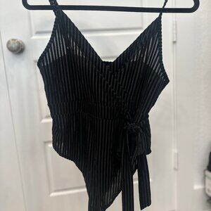 Black Sheer Pin Striped Bodysuit